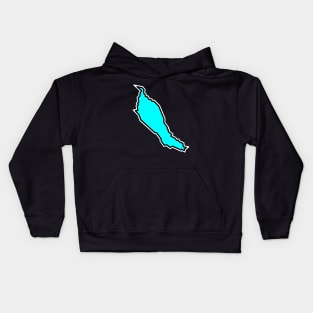 Denman Island in Bright Light Turquoise Blue - Simple Silhouette - Denman Island Kids Hoodie